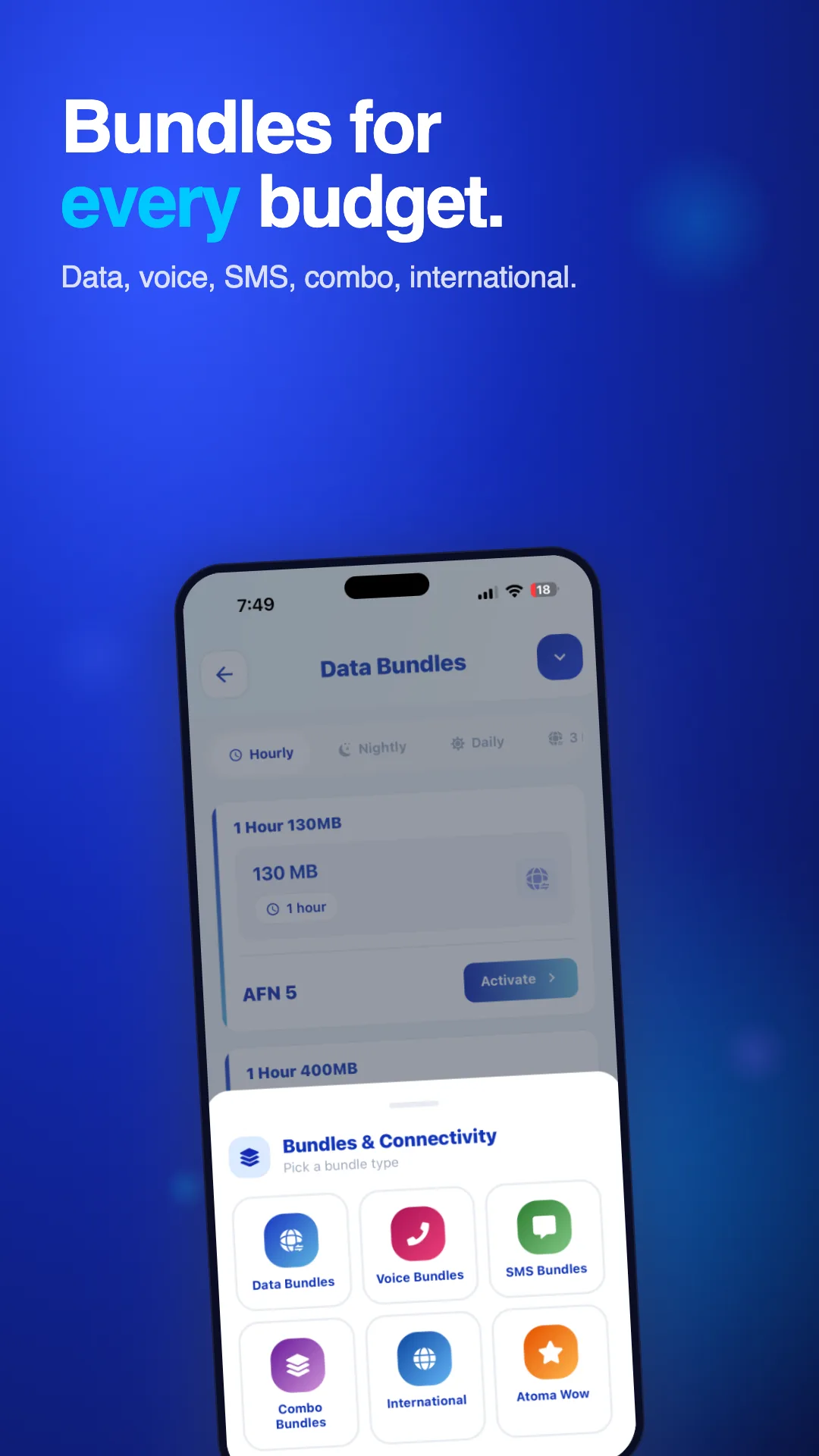 Atoma Store bundles screen